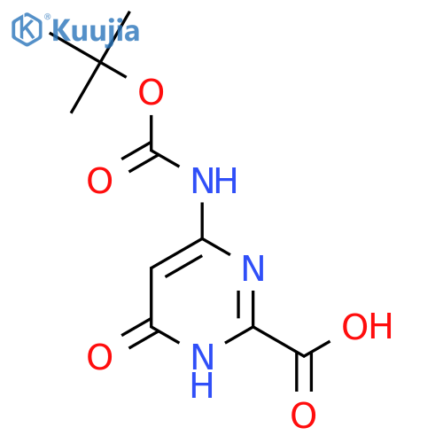 4-{(tert-butoxy)carbonylamino}-6-hydroxypyrimidine-2-carboxylic acid structure