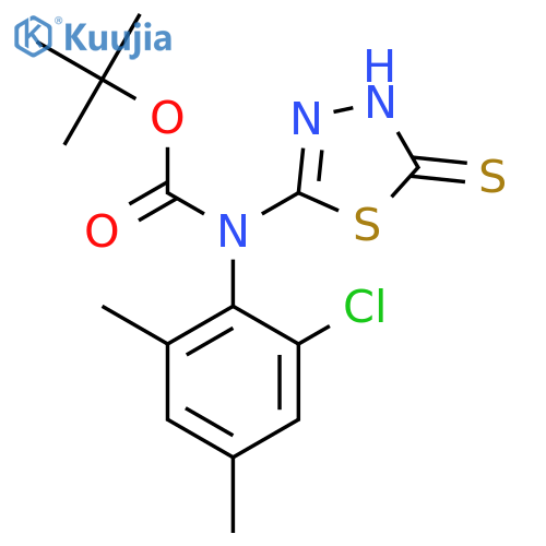 tert-butyl N-(2-chloro-4,6-dimethylphenyl)-N-(5-sulfanyl-1,3,4-thiadiazol-2-yl)carbamate structure