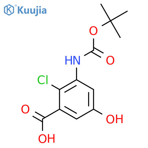 3-{(tert-butoxy)carbonylamino}-2-chloro-5-hydroxybenzoic acid structure