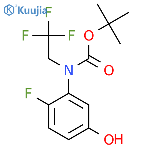 tert-butyl N-(2-fluoro-5-hydroxyphenyl)-N-(2,2,2-trifluoroethyl)carbamate structure