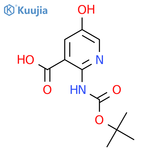 2-{(tert-butoxy)carbonylamino}-5-hydroxypyridine-3-carboxylic acid structure
