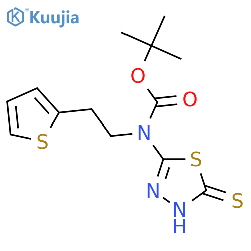 tert-butyl N-(5-sulfanyl-1,3,4-thiadiazol-2-yl)-N-2-(thiophen-2-yl)ethylcarbamate structure