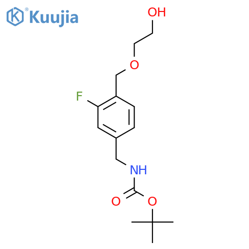 tert-butyl N-({3-fluoro-4-(2-hydroxyethoxy)methylphenyl}methyl)carbamate structure