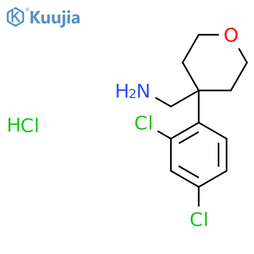 [4-(2,4-Dichlorophenyl)oxan-4-yl]methanamine;hydrochloride structure