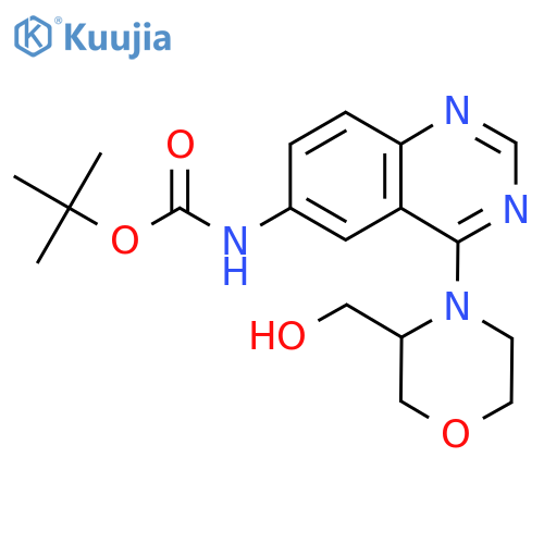tert-butyl N-{4-3-(hydroxymethyl)morpholin-4-ylquinazolin-6-yl}carbamate structure