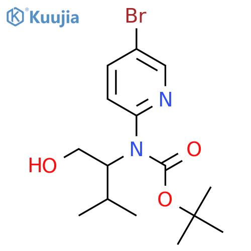 tert-butyl N-(5-bromopyridin-2-yl)-N-(1-hydroxy-3-methylbutan-2-yl)carbamate structure