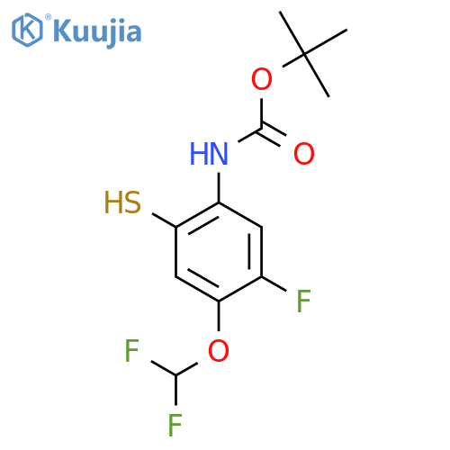 tert-butyl N-[4-(difluoromethoxy)-5-fluoro-2-sulfanylphenyl]carbamate structure