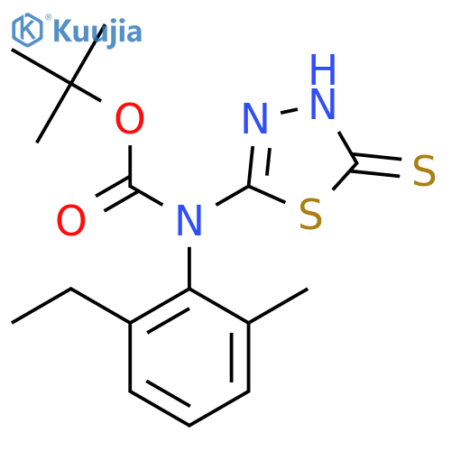 tert-butyl N-(2-ethyl-6-methylphenyl)-N-(5-sulfanyl-1,3,4-thiadiazol-2-yl)carbamate structure