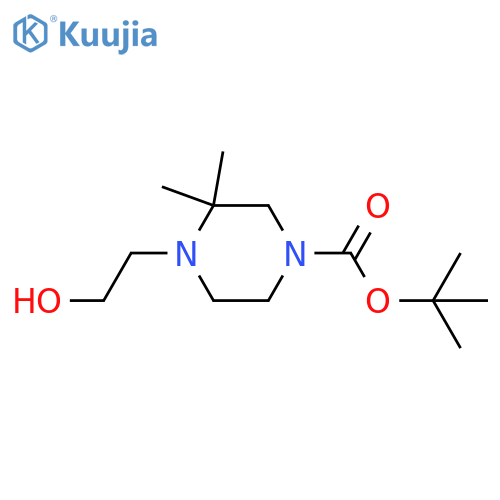 Tert-butyl 4-(2-hydroxyethyl)-3,3-dimethylpiperazine-1-carboxylate structure