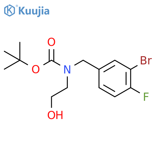 tert-butyl N-(3-bromo-4-fluorophenyl)methyl-N-(2-hydroxyethyl)carbamate structure