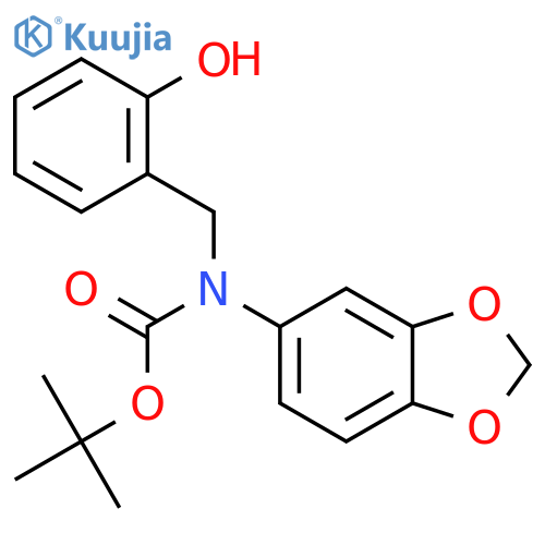 tert-butyl N-(1,3-dioxaindan-5-yl)-N-(2-hydroxyphenyl)methylcarbamate structure