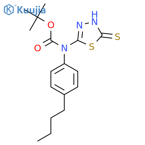 tert-butyl N-(4-butylphenyl)-N-(5-sulfanyl-1,3,4-thiadiazol-2-yl)carbamate structure