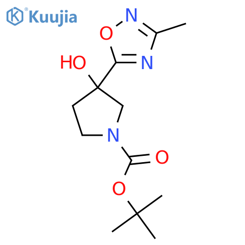 Tert-butyl 3-hydroxy-3-(3-methyl-1,2,4-oxadiazol-5-yl)pyrrolidine-1-carboxylate structure