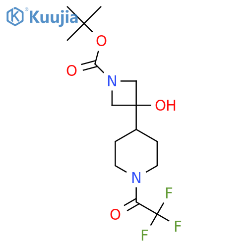 tert-butyl 3-hydroxy-3-1-(trifluoroacetyl)piperidin-4-ylazetidine-1-carboxylate structure