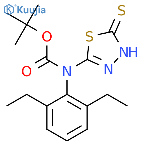 tert-butyl N-(2,6-diethylphenyl)-N-(5-sulfanyl-1,3,4-thiadiazol-2-yl)carbamate structure