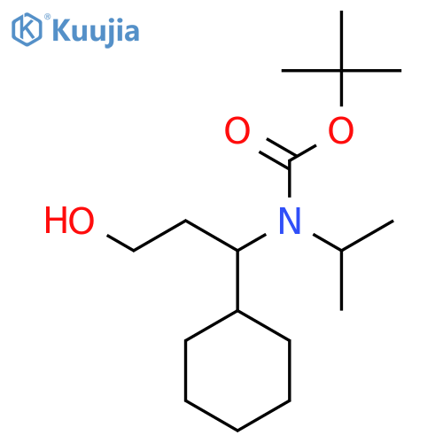 tert-butyl N-(1-cyclohexyl-3-hydroxypropyl)-N-(propan-2-yl)carbamate structure