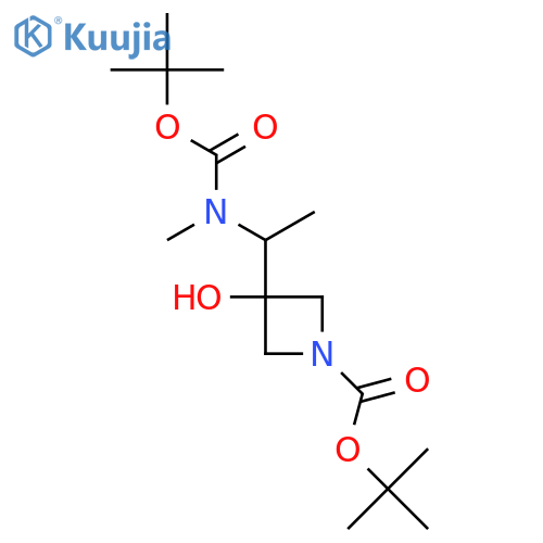 tert-butyl 3-(1-{(tert-butoxy)carbonyl(methyl)amino}ethyl)-3-hydroxyazetidine-1-carboxylate structure