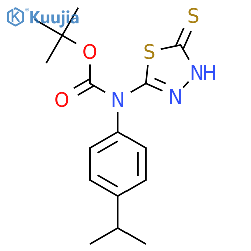 tert-butyl N-4-(propan-2-yl)phenyl-N-(5-sulfanyl-1,3,4-thiadiazol-2-yl)carbamate structure