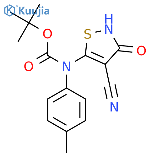 tert-butyl N-(4-cyano-3-hydroxy-1,2-thiazol-5-yl)-N-(4-methylphenyl)carbamate structure