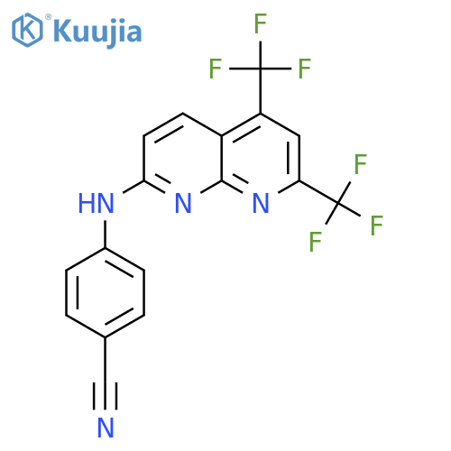 4-{5,7-Bis(trifluoromethyl)1,8naphthyridin-2-ylamino}benzenecarbonitrile structure