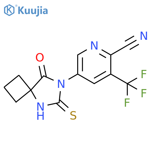 2-Pyridinecarbonitrile, 5-(8-oxo-6-thioxo-5,7-diazaspiro[3.4]oct-7-yl)-3-(trifluoromethyl)- structure