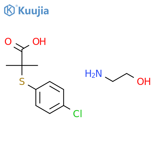 2-[(4-chlorophenyl)sulfanyl]-2-methylpropanoic acid - 2-aminoethanol (1:1) structure