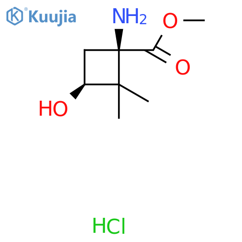 rac-methyl (1R,3S)-1-amino-3-hydroxy-2,2-dimethylcyclobutane-1-carboxylate hydrochloride structure