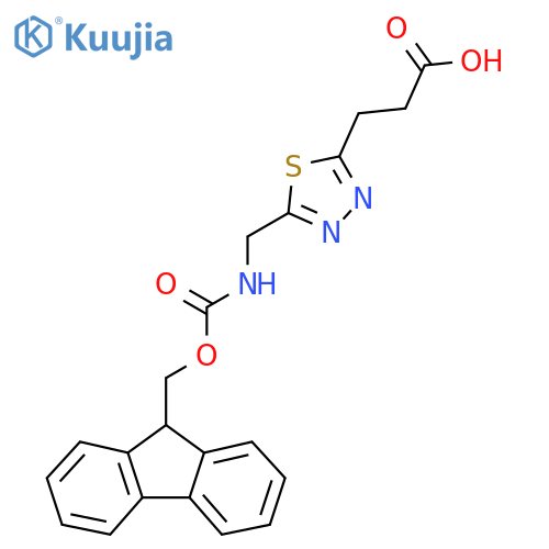 3-{5-({(9H-fluoren-9-yl)methoxycarbonyl}amino)methyl-1,3,4-thiadiazol-2-yl}propanoic acid structure