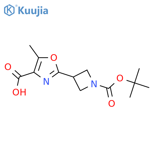 5-Methyl-2-[1-[(2-methylpropan-2-yl)oxycarbonyl]azetidin-3-yl]-1,3-oxazole-4-carboxylic acid structure