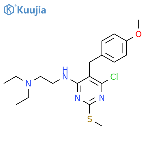 6-chloro-N-[2-(diethylamino)ethyl]-5-[(4-methoxyphenyl)methyl]-2-(methylsulfanyl)pyrimidin-4-amine structure