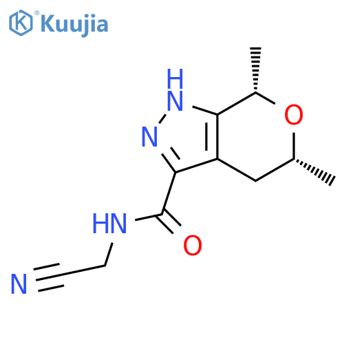 rac-(5R,7S)-N-(cyanomethyl)-5,7-dimethyl-1H,4H,5H,7H-pyrano3,4-cpyrazole-3-carboxamide structure
