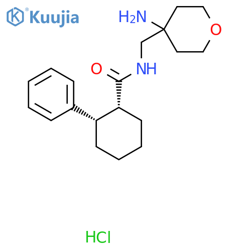 rac-(1R,2S)-N-(4-aminooxan-4-yl)methyl-2-phenylcyclohexane-1-carboxamide hydrochloride, cis structure