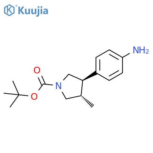 rac-tert-butyl (3R,4S)-3-(4-aminophenyl)-4-methylpyrrolidine-1-carboxylate, trans structure