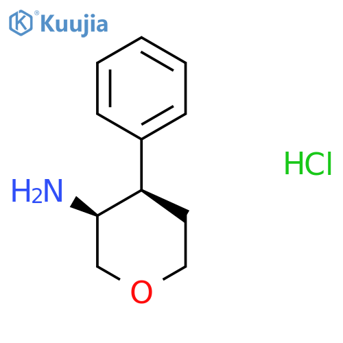 rac-(3R,4S)-4-phenyloxan-3-amine hydrochloride, cis structure