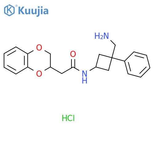 N-[3-(Aminomethyl)-3-phenylcyclobutyl]-2-(2,3-dihydro-1,4-benzodioxin-3-yl)acetamide;hydrochloride structure