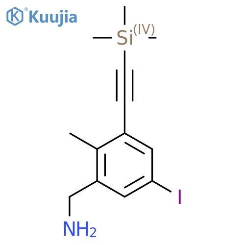 1-{5-iodo-2-methyl-3-2-(trimethylsilyl)ethynylphenyl}methanamine structure