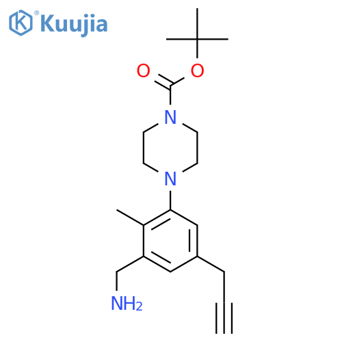 tert-butyl 4-3-(aminomethyl)-2-methyl-5-(prop-2-yn-1-yl)phenylpiperazine-1-carboxylate structure