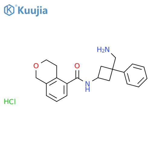 N-(1r,3r)-3-(aminomethyl)-3-phenylcyclobutyl-3,4-dihydro-1H-2-benzopyran-5-carboxamide hydrochloride structure