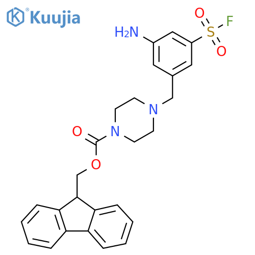 (9H-fluoren-9-yl)methyl 4-{3-amino-5-(fluorosulfonyl)phenylmethyl}piperazine-1-carboxylate structure