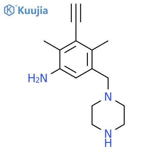 3-ethynyl-2,4-dimethyl-5-(piperazin-1-yl)methylaniline structure