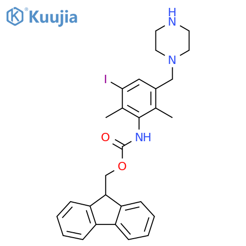 (9H-fluoren-9-yl)methyl N-{3-iodo-2,6-dimethyl-5-(piperazin-1-yl)methylphenyl}carbamate structure