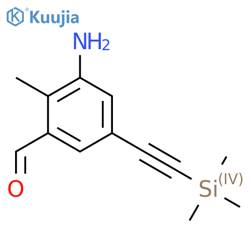3-amino-2-methyl-5-2-(trimethylsilyl)ethynylbenzaldehyde structure