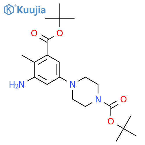 tert-butyl 4-{3-amino-5-(tert-butoxy)carbonyl-4-methylphenyl}piperazine-1-carboxylate structure