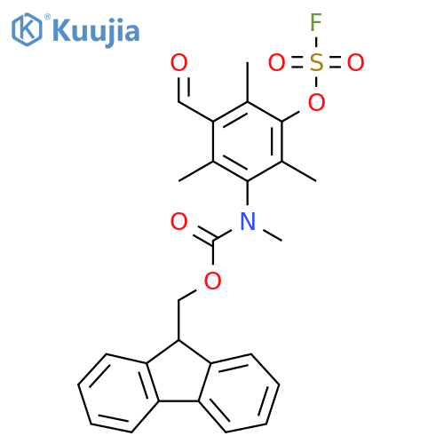 (9H-fluoren-9-yl)methyl N-{3-(fluorosulfonyl)oxy-5-formyl-2,4,6-trimethylphenyl}-N-methylcarbamate structure