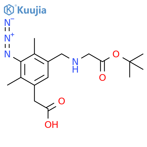 2-[3-Azido-5-({[2-(tert-butoxy)-2-oxoethyl]amino}methyl)-2,4-dimethylphenyl]acetic acid structure
