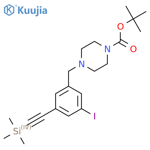 tert-butyl 4-({3-iodo-5-2-(trimethylsilyl)ethynylphenyl}methyl)piperazine-1-carboxylate structure