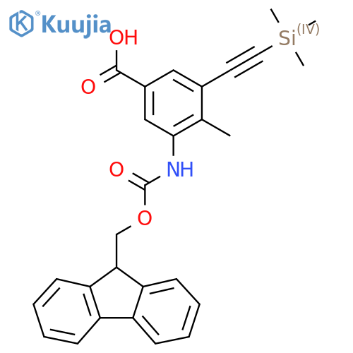 3-({(9H-fluoren-9-yl)methoxycarbonyl}amino)-4-methyl-5-2-(trimethylsilyl)ethynylbenzoic acid structure