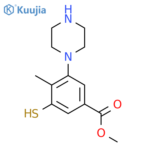 Methyl 4-methyl-3-(piperazin-1-yl)-5-sulfanylbenzoate structure
