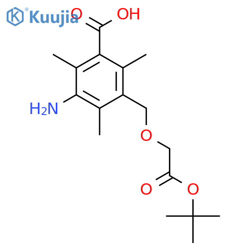 3-amino-5-{2-(tert-butoxy)-2-oxoethoxymethyl}-2,4,6-trimethylbenzoic acid structure