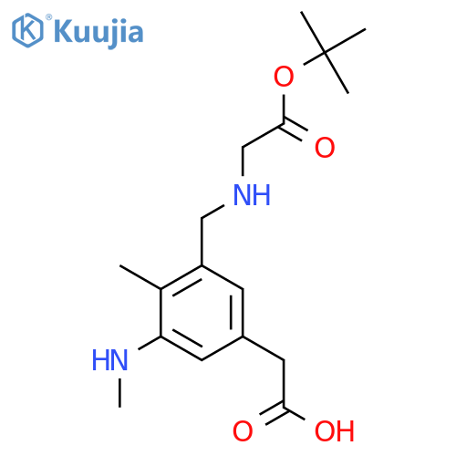 2-3-({2-(tert-butoxy)-2-oxoethylamino}methyl)-4-methyl-5-(methylamino)phenylacetic acid structure